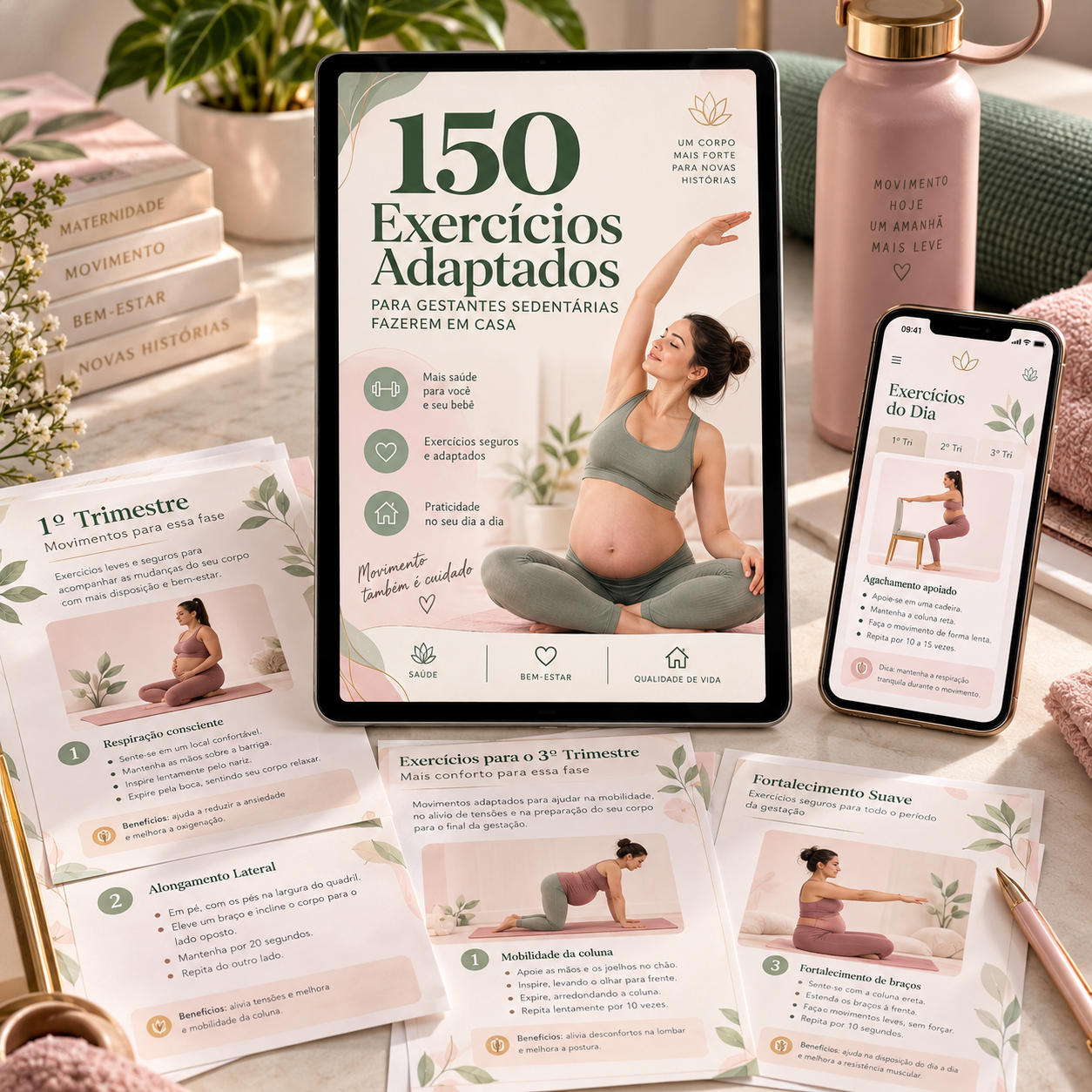 Plano premium com 150 exercícios adaptados para gestantes